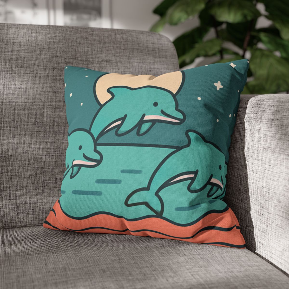Moonlight Dolphin Parade trendy patterned pillow cases