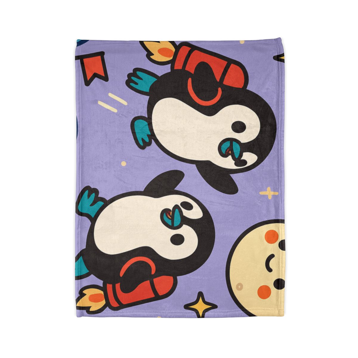 Rocket Penguin Explorers decorative home blankets