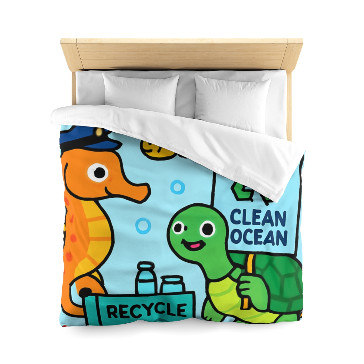 Coral City Recycling Parade With Captain Seahorse personalized bedding duvets