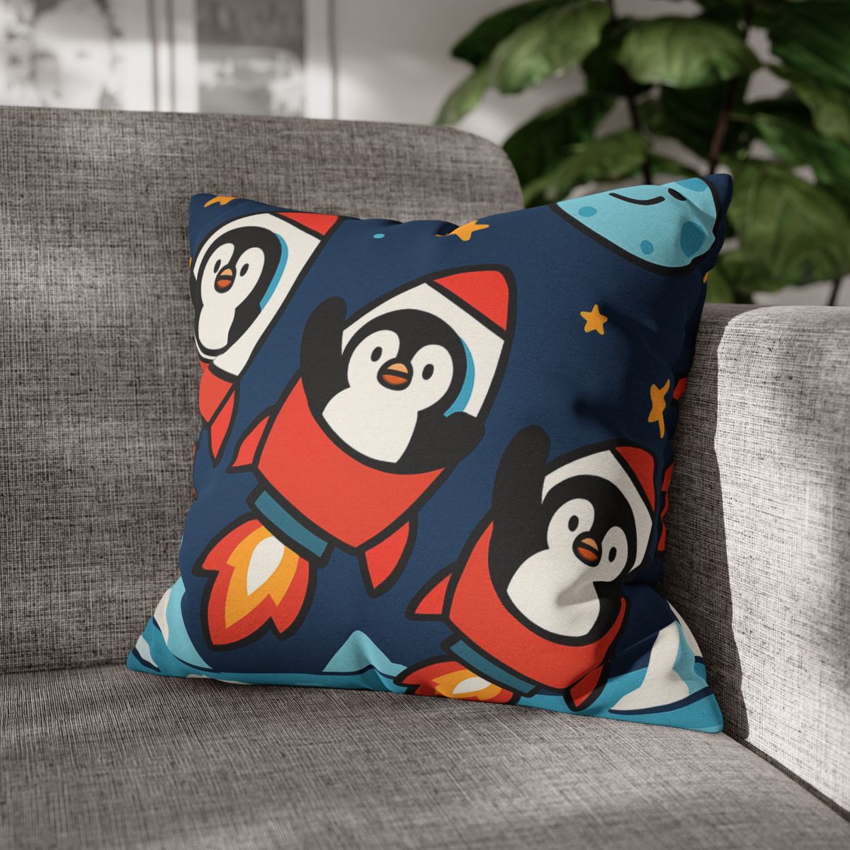 Rocket Penguin Crew soft cotton pillow cases