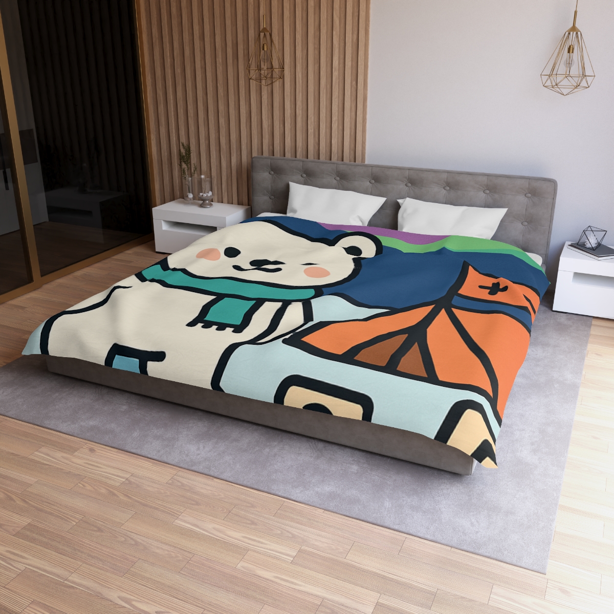 Polar Bear Aurora Math Camp stylish duvet covers