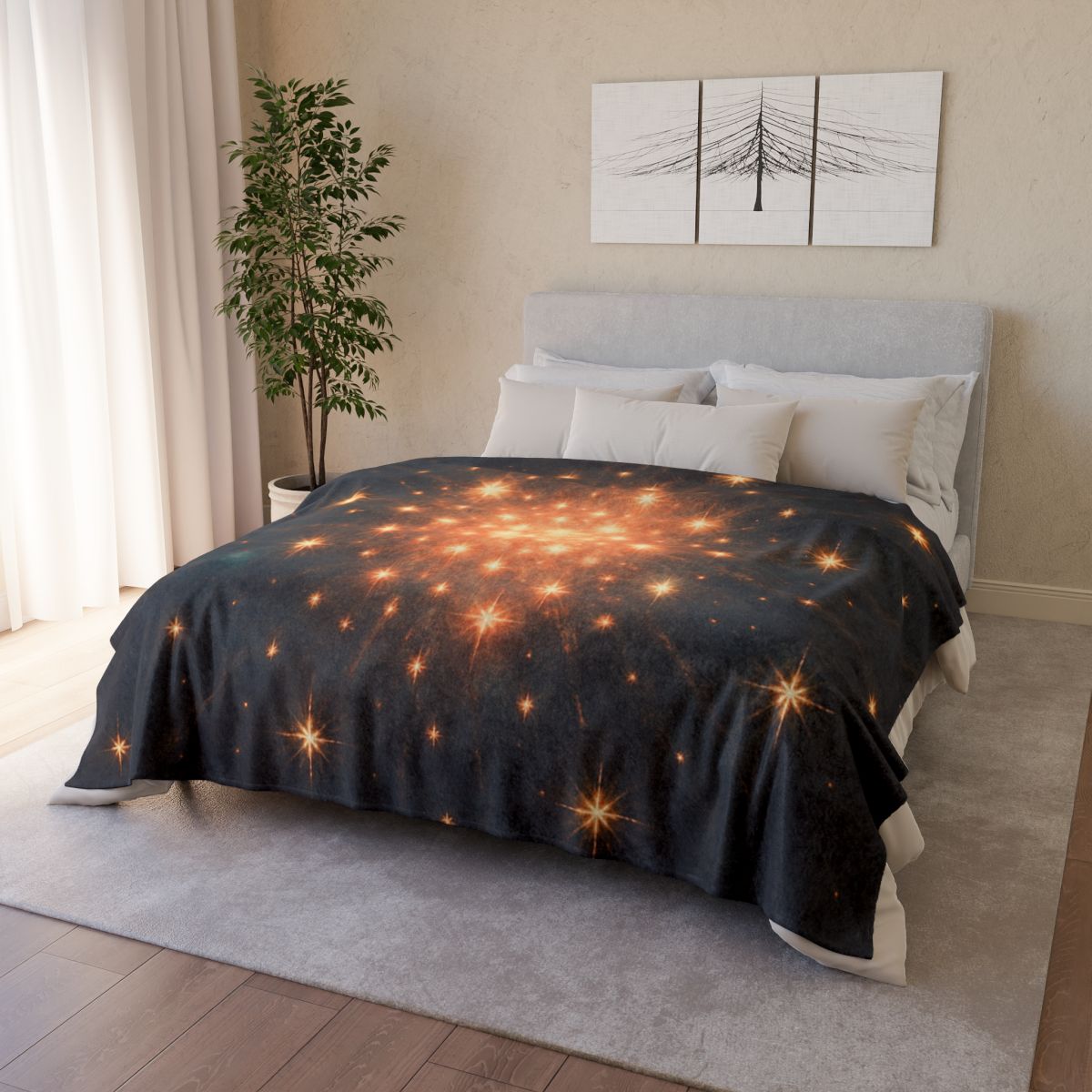 Starburst Mosaic Field personalized cozy blankets