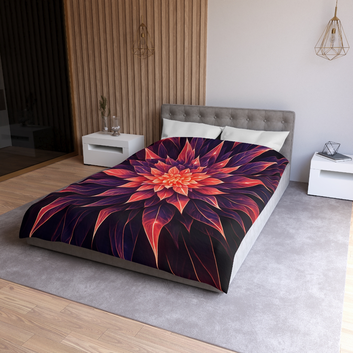 Cosmic Bloom Fractal personalized bedding duvets
