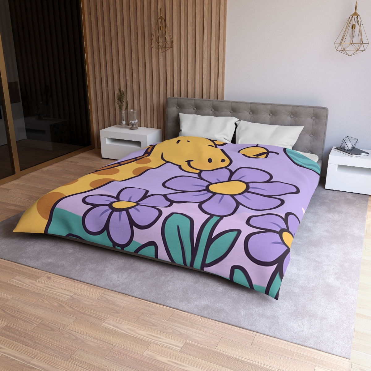 Galaxy Garden Giraffe personalized bedding duvets