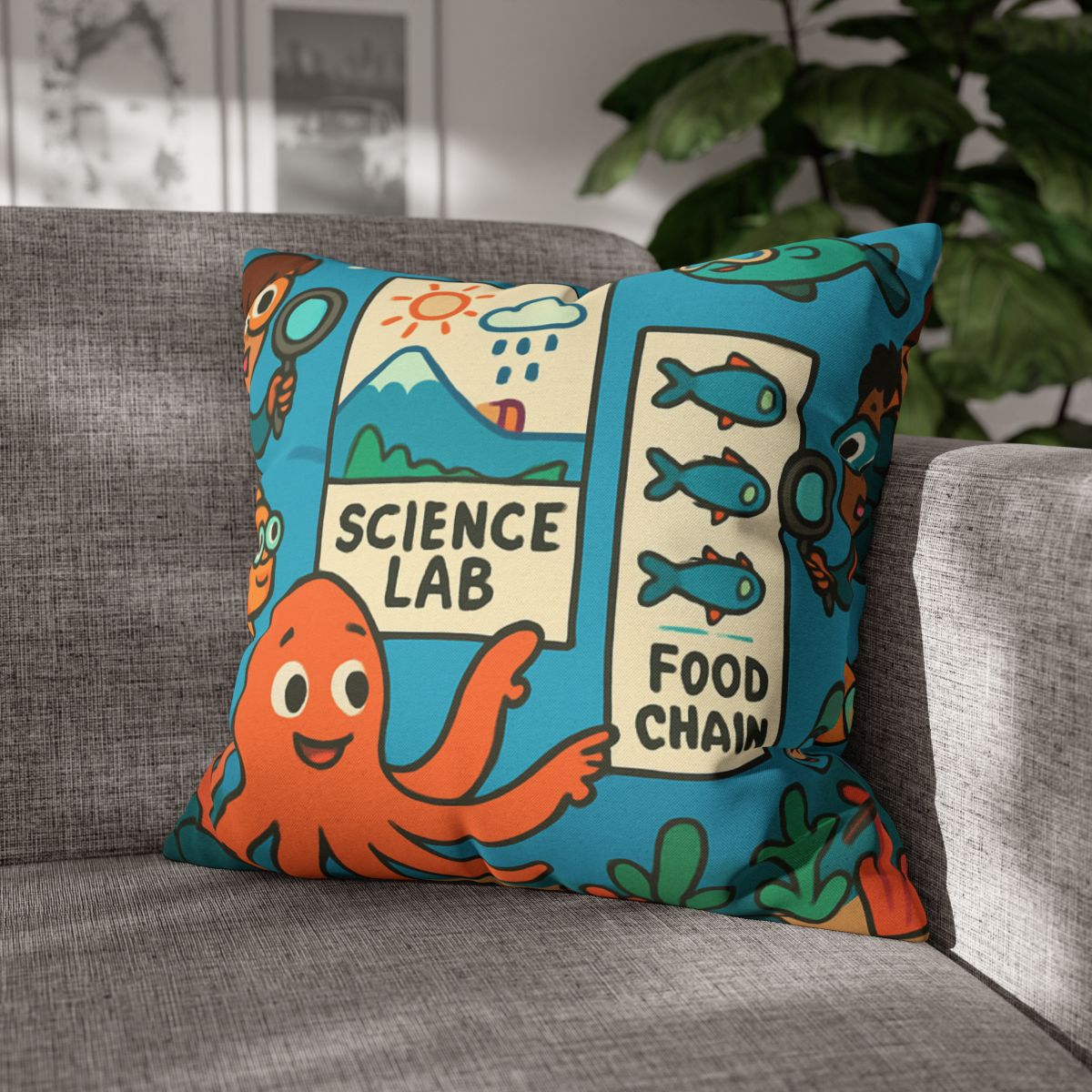 Underwater Science Lab Reef custom pillow cases
