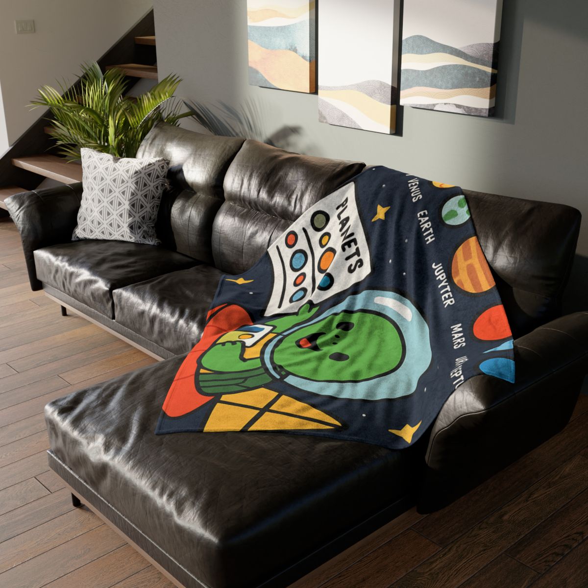 Solar Sail Turtle And The Planetary Parade personalized cozy blankets