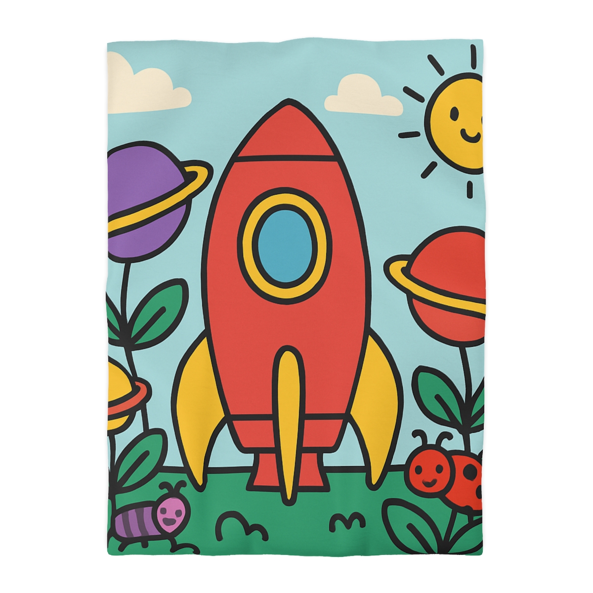 Rainbow Rocket Garden personalized bedding duvets
