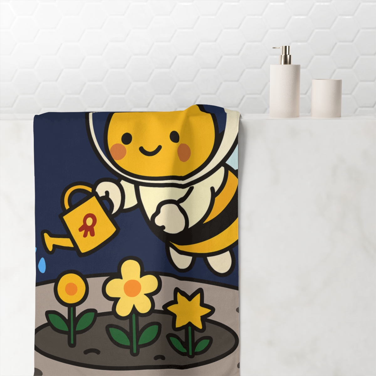 Moon Garden Bee Astronaut stylish beach towels