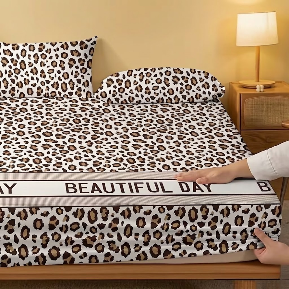 Leopard Patterned Fitted Bed Sheet For Bedroom 
