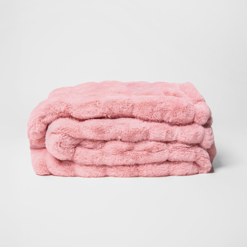 Plush Textured Faux Fur Blanket Weighted Oversized Throw