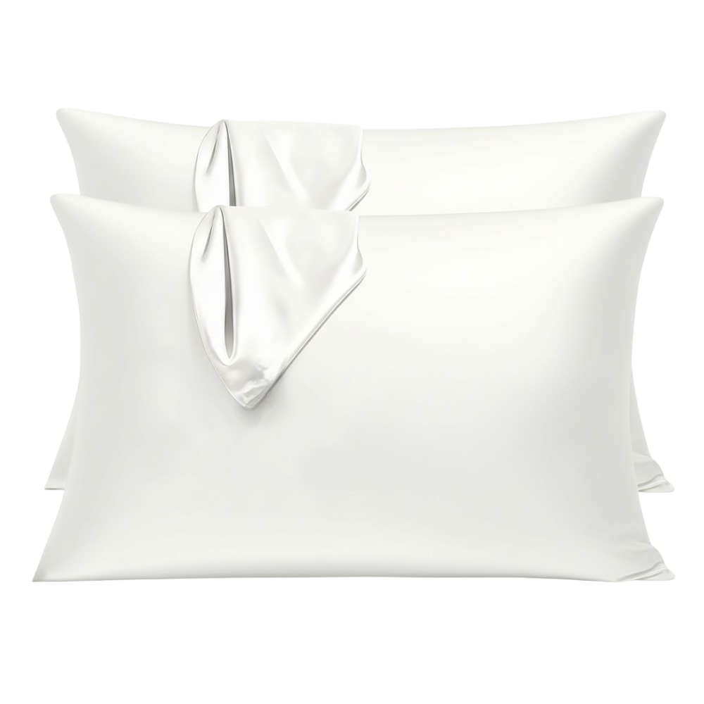 2 Pieces Soft Satin Pillowcase with Zipper for Hair and Cooling Comfort