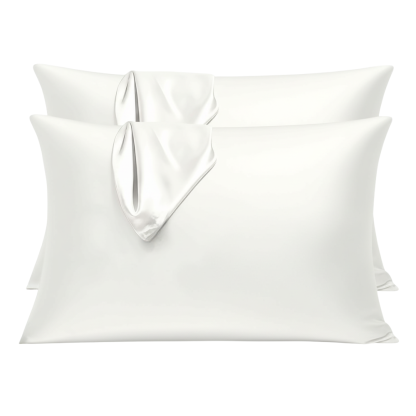 2 Pieces Soft Satin Pillowcase with Zipper for Hair and Cooling Comfort