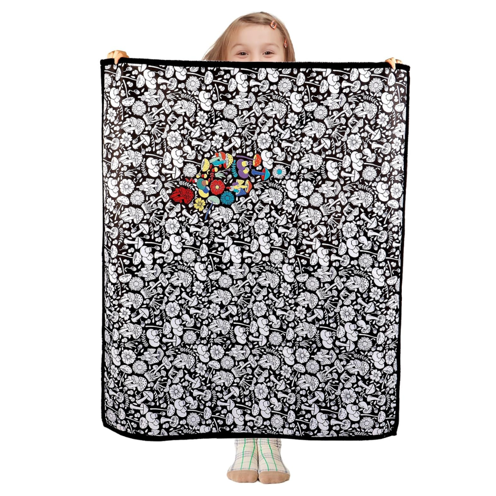 DIY Mushroom Pattern Coloring Blanket Kit