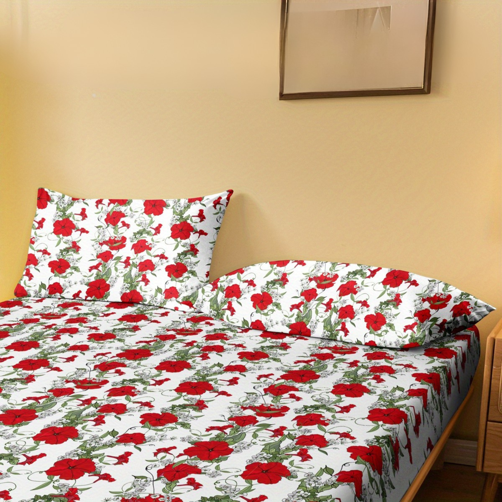 Modern Floral Printed Pillowcase With Pocket Closure For Bedroom
