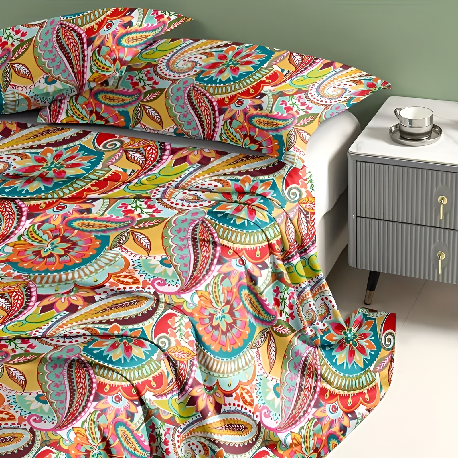 Bohemian Printed Bed Sheet For Modern Bedroom Decor
