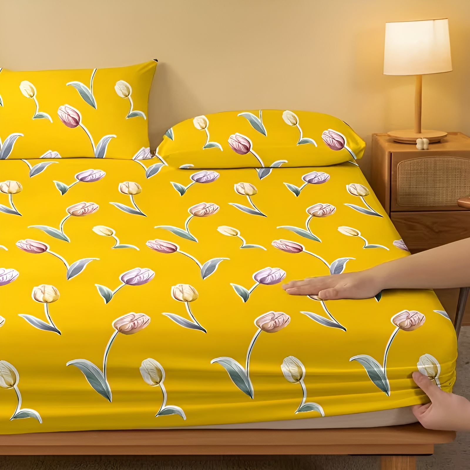 Tulip Printed Bed Sheet For Bedroom