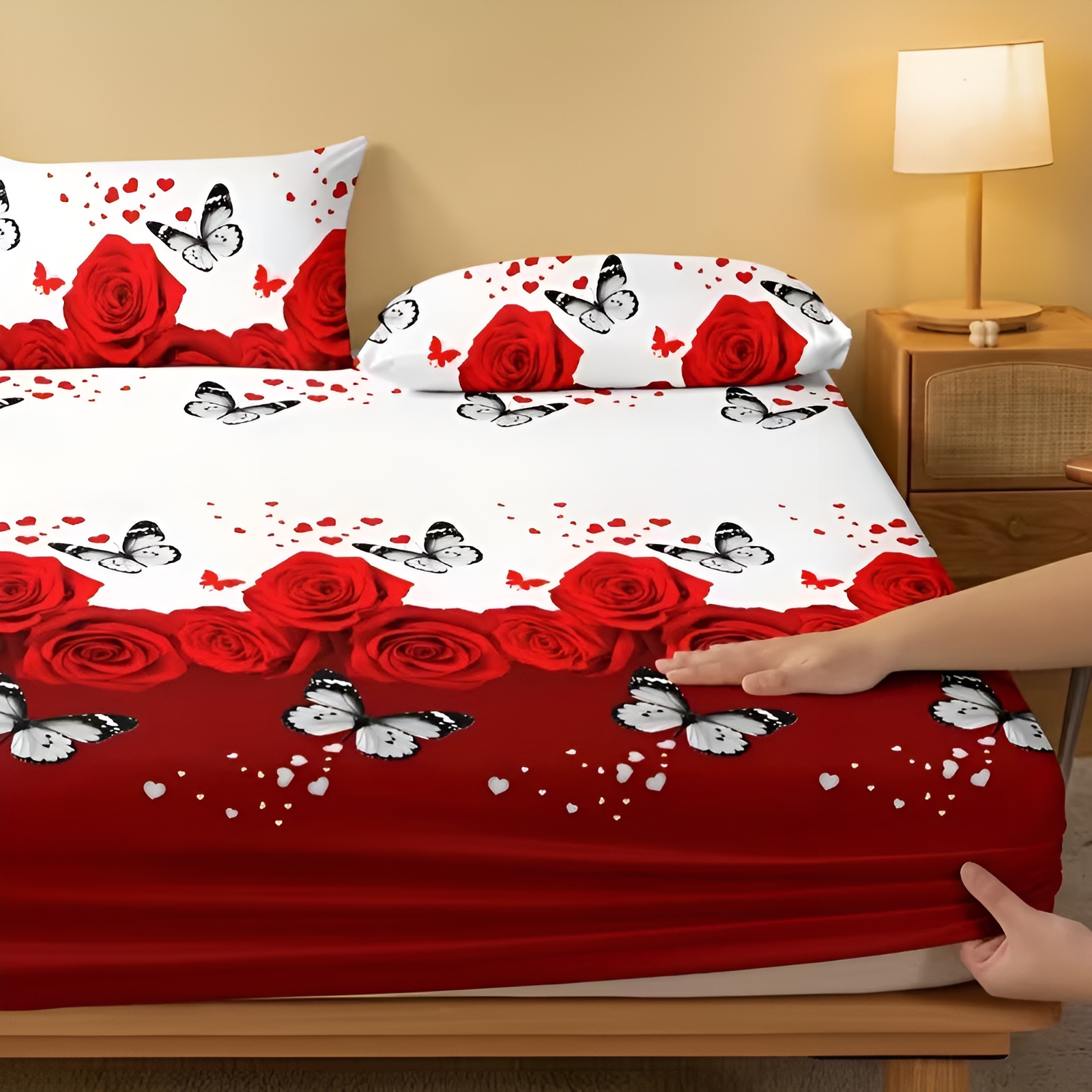 Comfortable Floral Design Fitted Bed Sheet For Bedroom