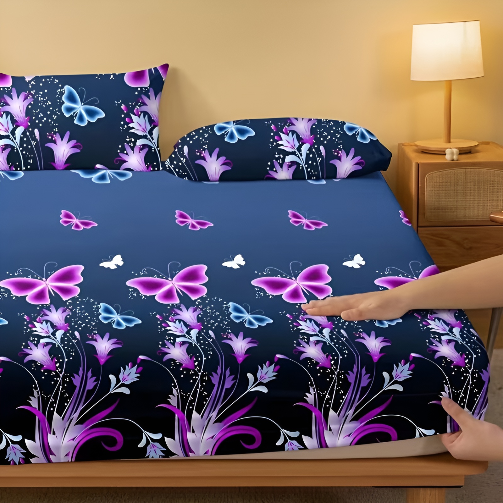 Floral Decorative Fitted Bed Sheet With Deep Pockets