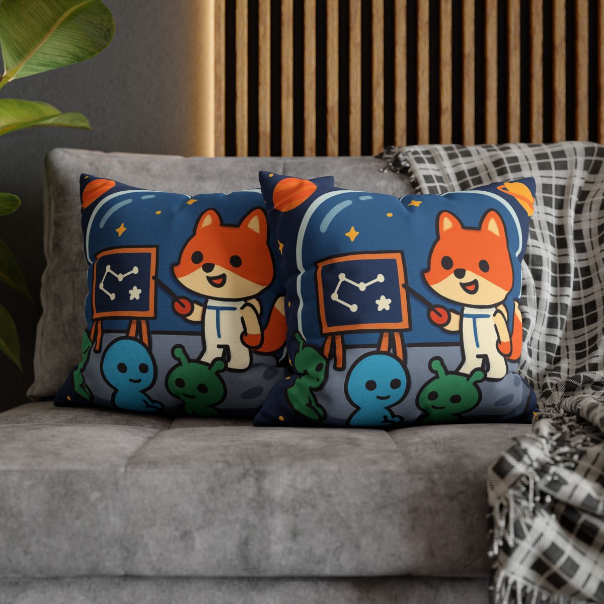 Comet Classroom With Curious Space Fox comfortable bedding pillow covers