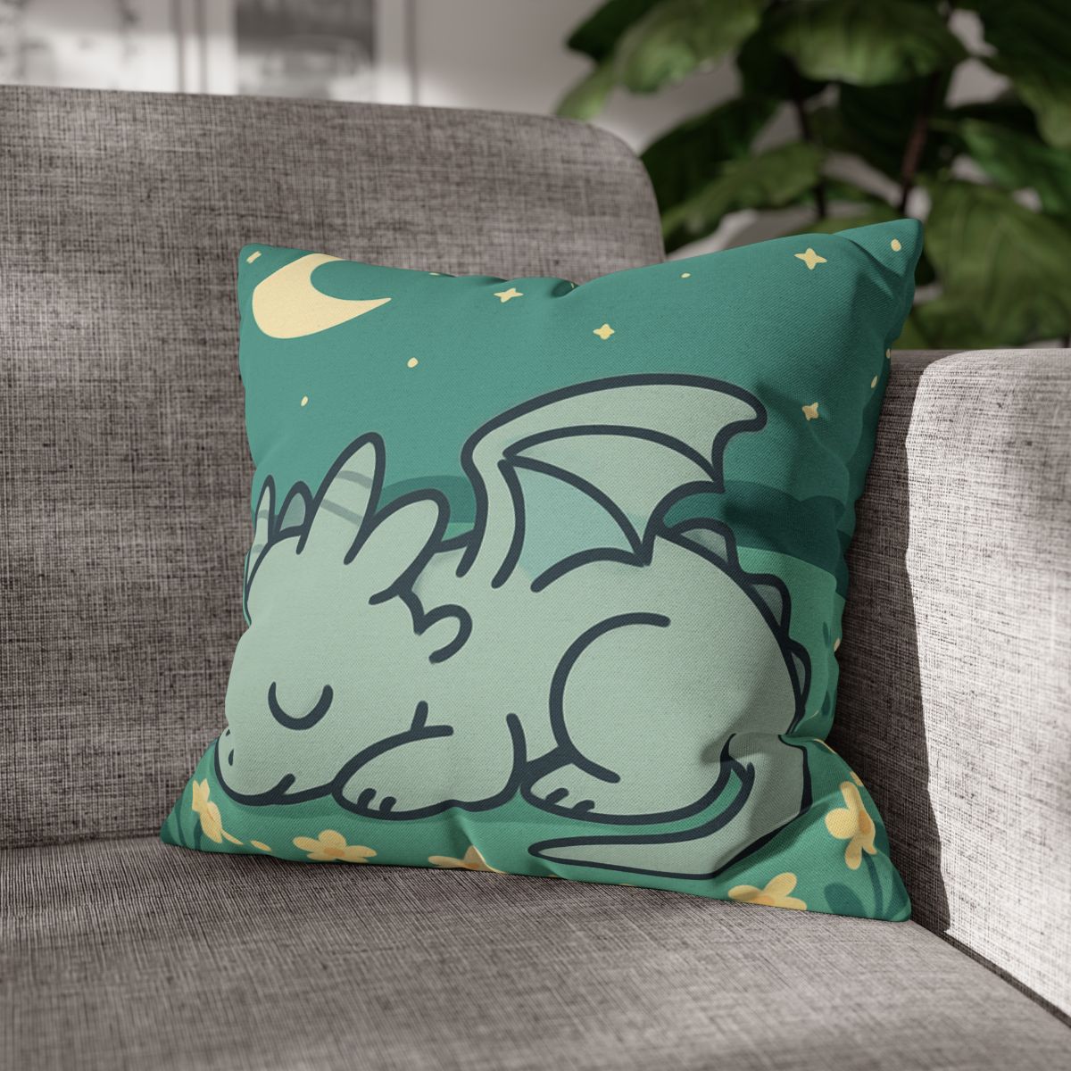 Moonlight Meadow Dragon designer print pillow cases