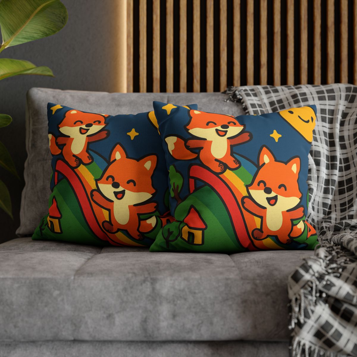 Planet Playground Of The Friendly Foxes trendy patterned pillow cases