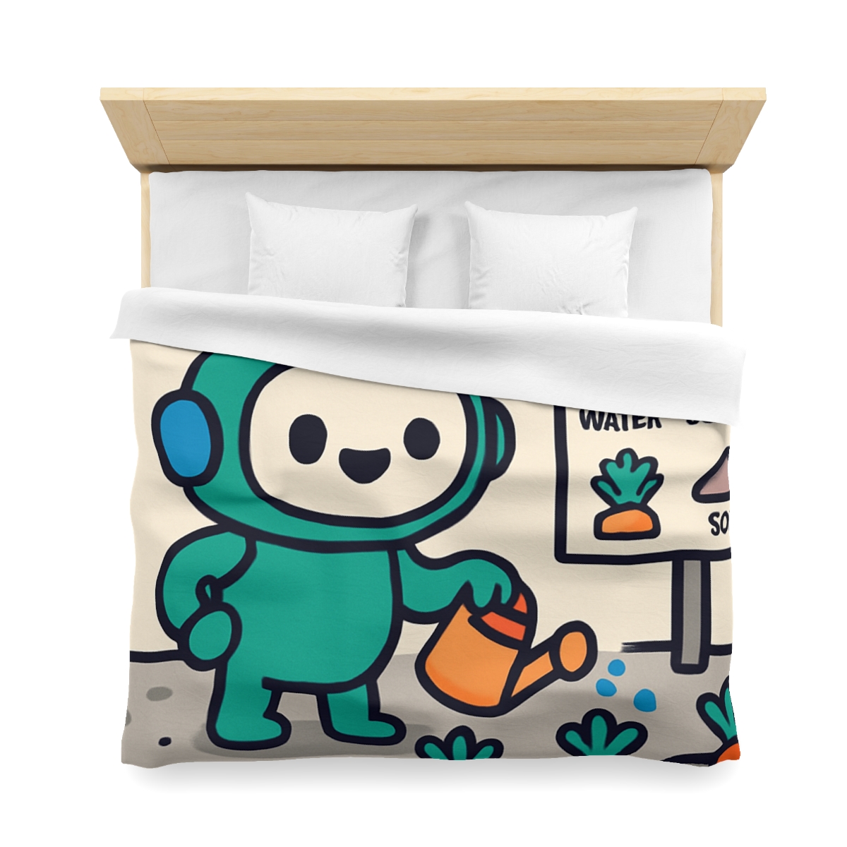 Moon Garden Robot Growing Crater Carrots custom duvets