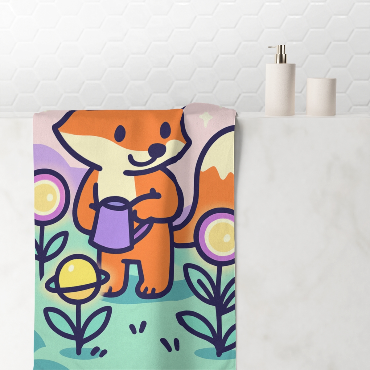 Galaxy Garden Fox custom towels