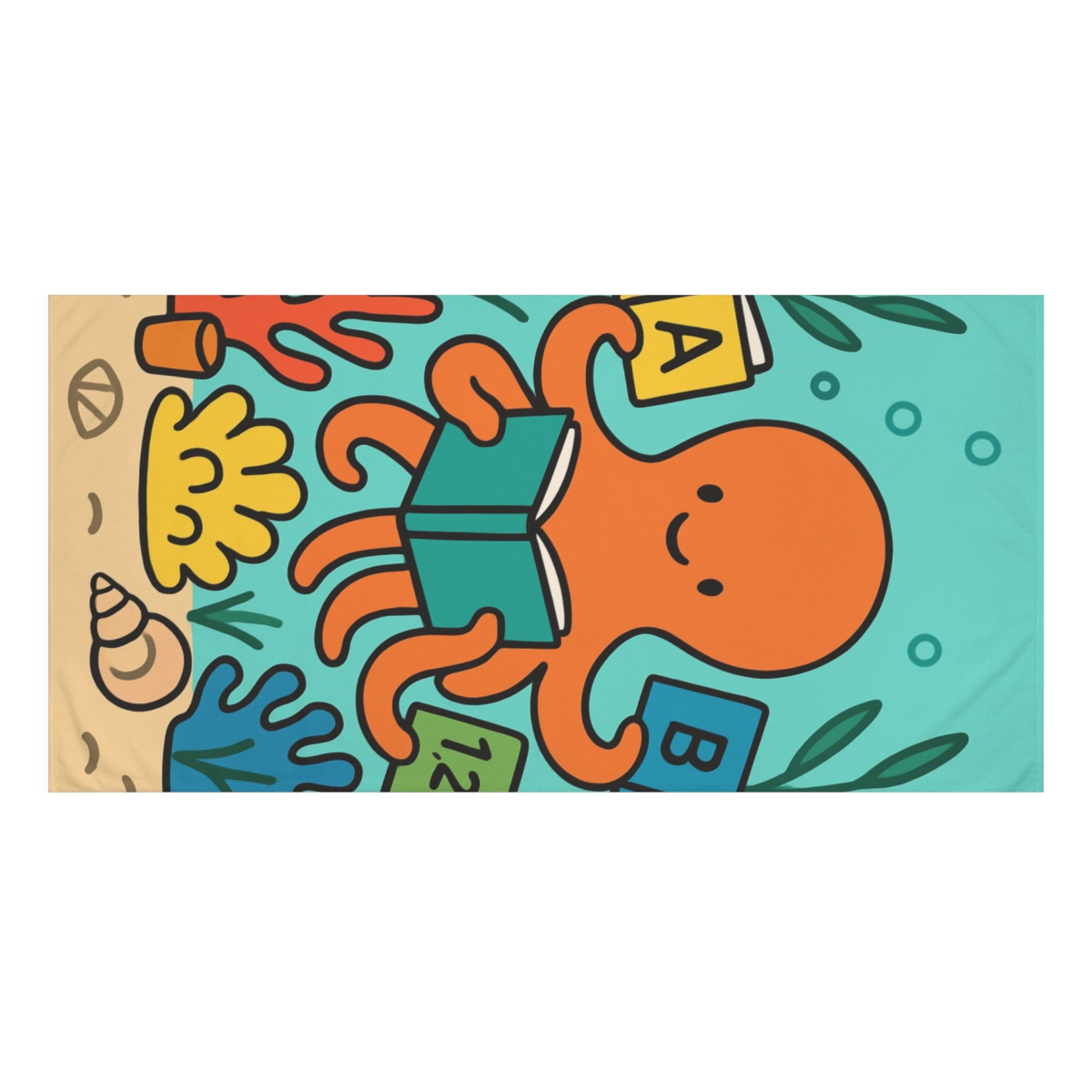 Coral Library Octopus soft cotton towels