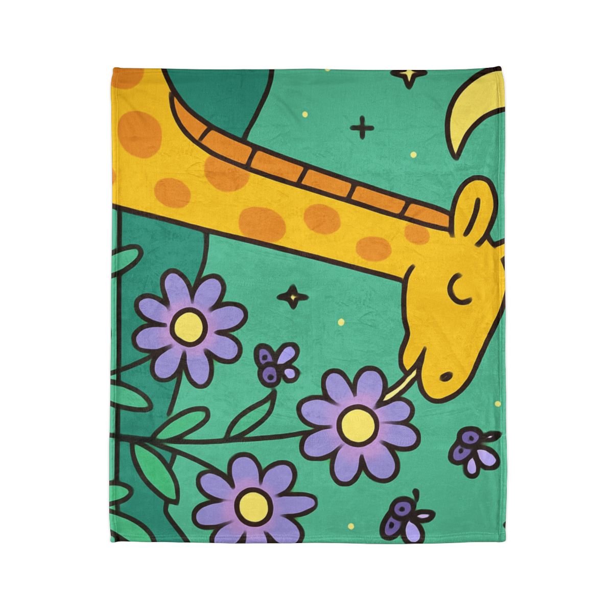 Galactic Garden Giraffe soft fleece blankets