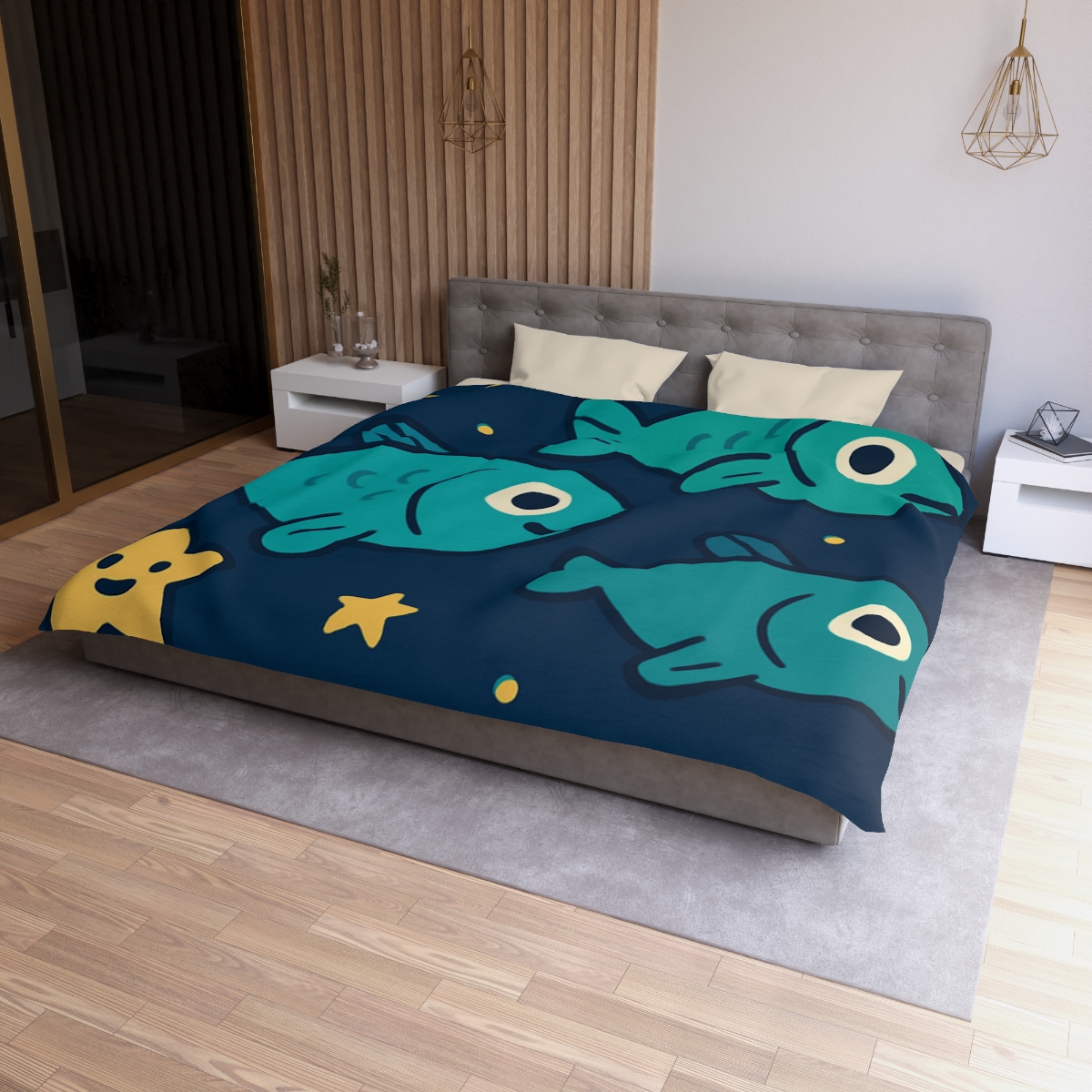 Starry Space Fish School unique patterned duvets