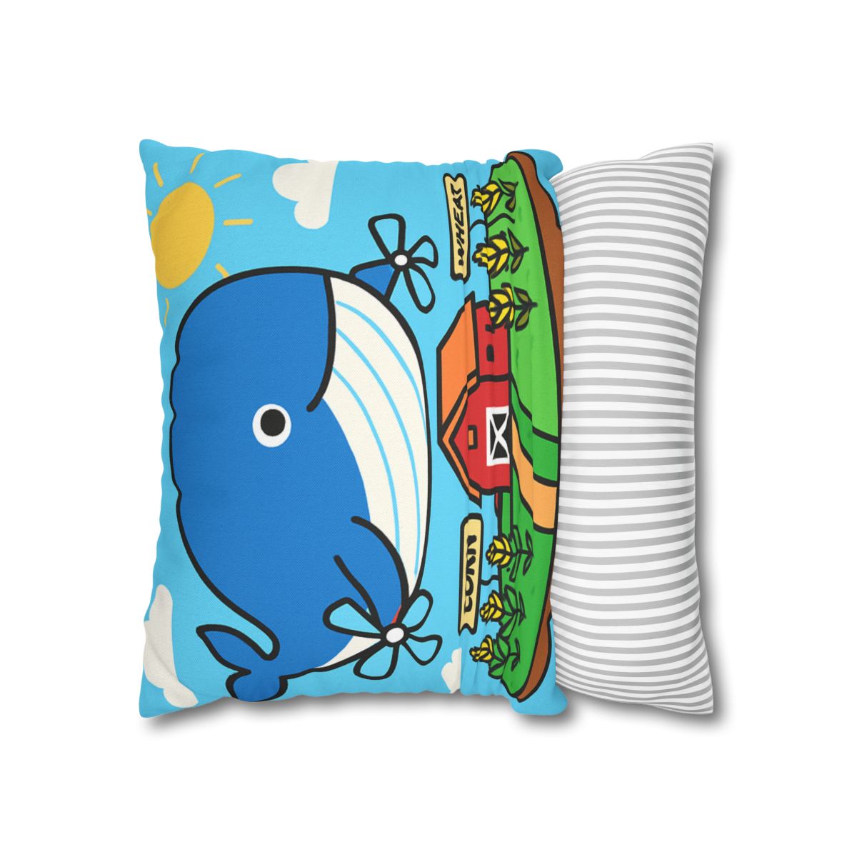 Windmill Whale Above The Floating Farm trendy patterned pillow cases