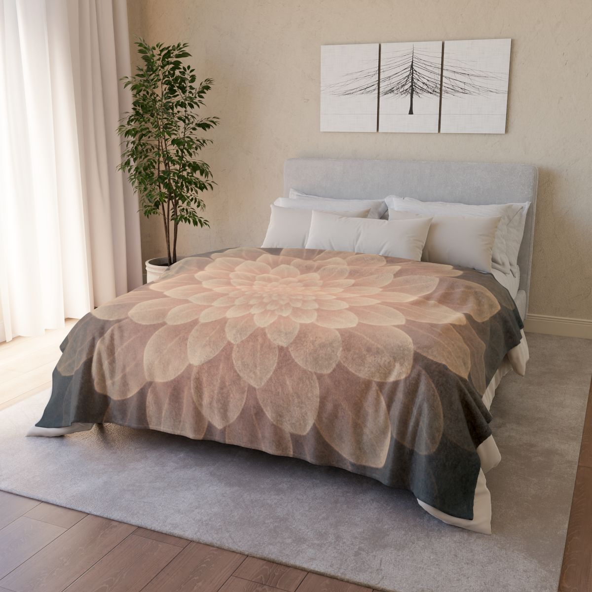 Petal Halo Fractals stylish throw blankets