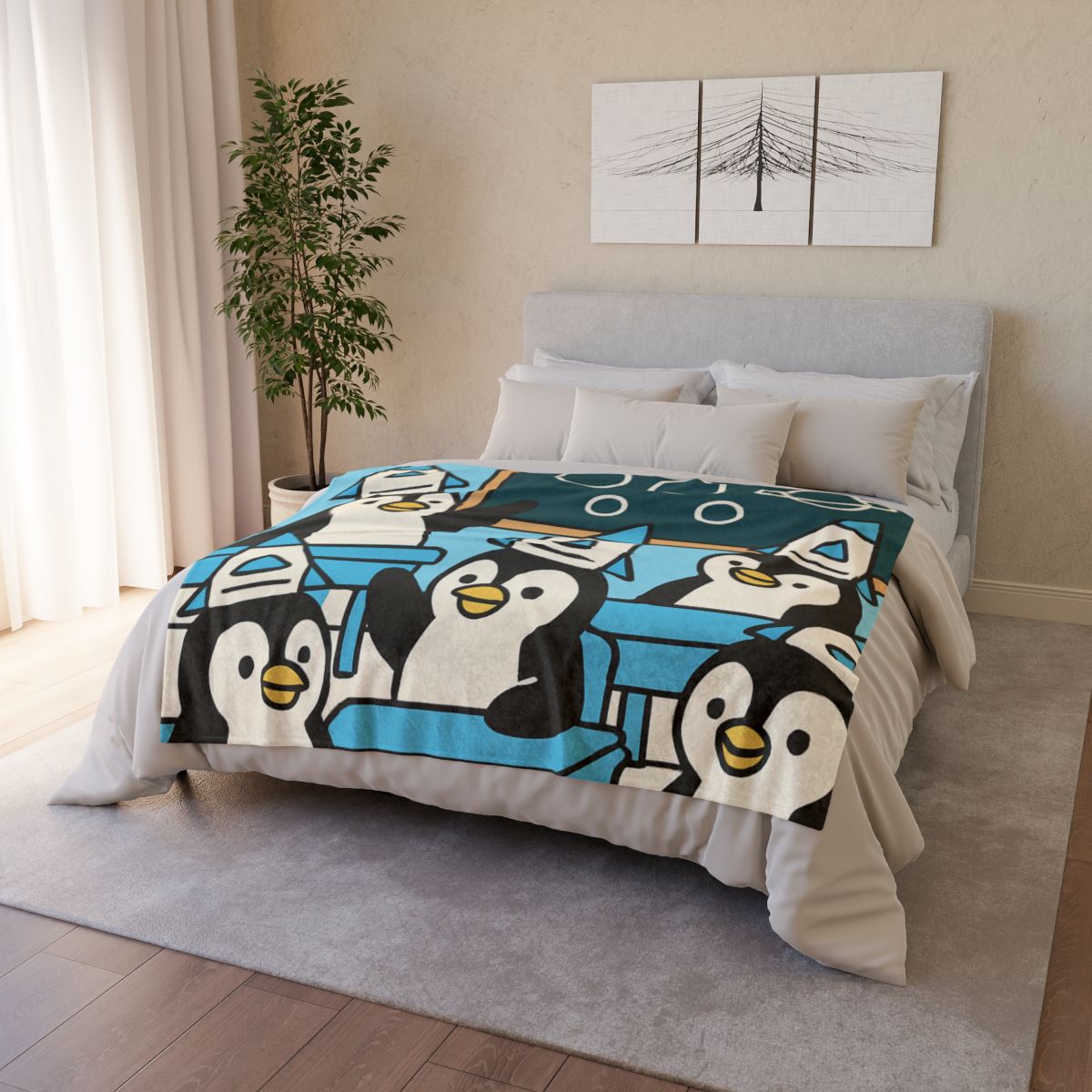 Rocket Penguin Class trendy patterned blankets