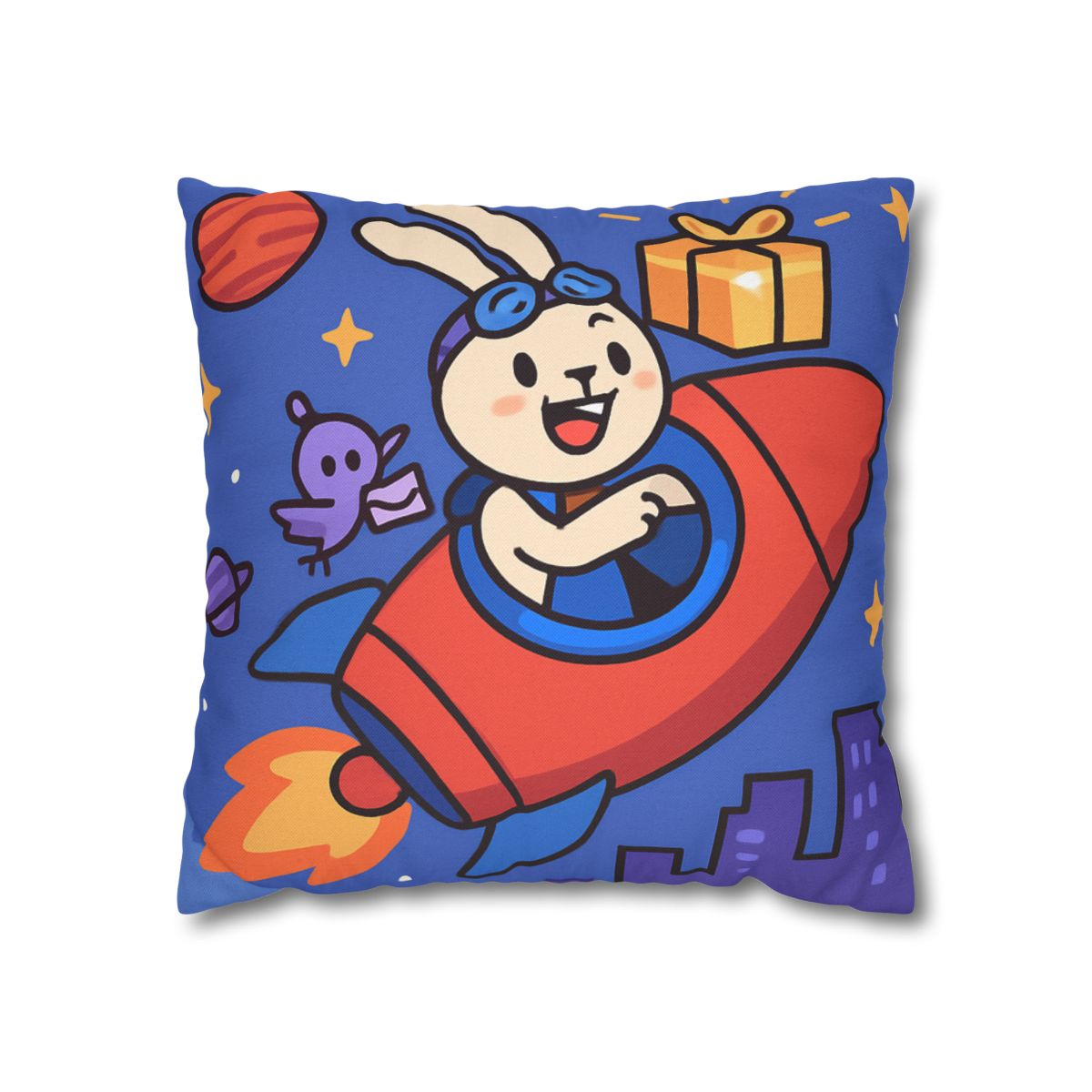 Rocket Rabbit Space Delivery soft cotton pillow cases