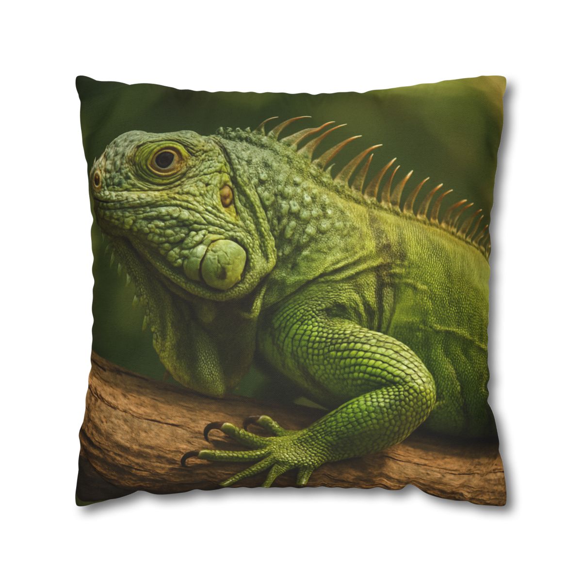 Verdant Stillness Green Iguana designer print pillow cases