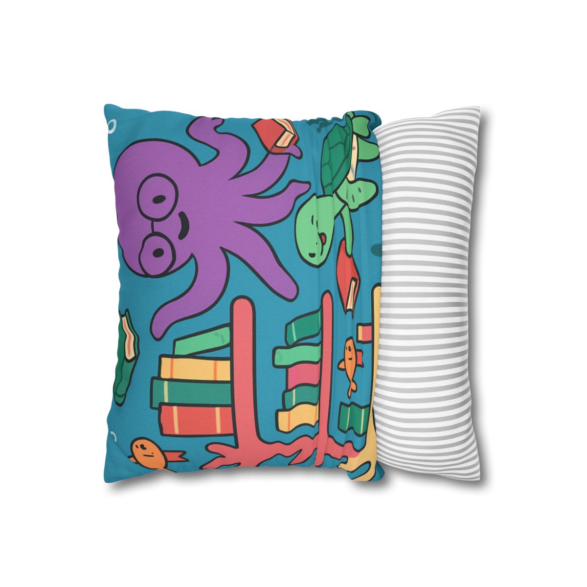 Coral Library And The Octopus Librarian stylish decorative pillowcases