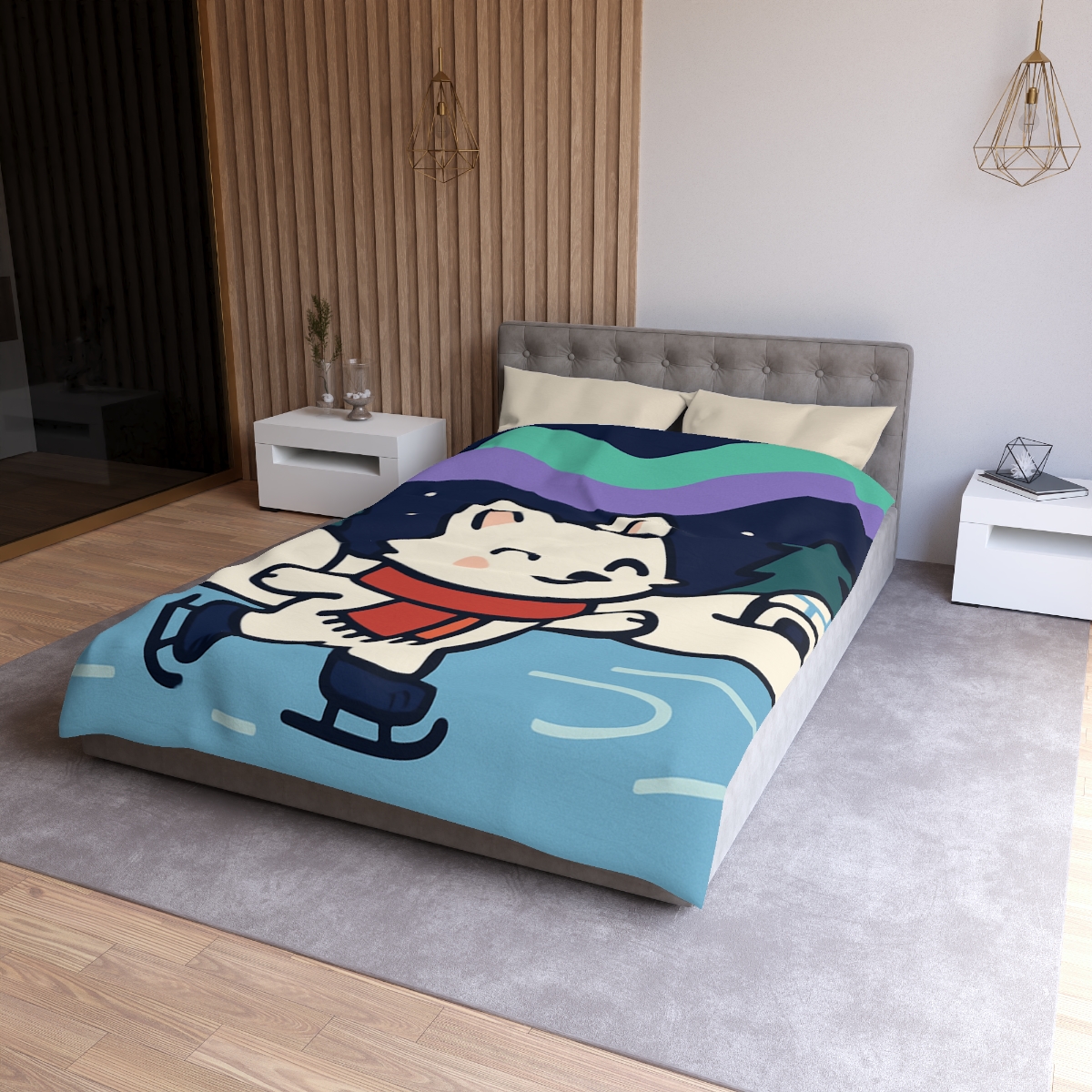 Aurora Snow Fox Skate Night custom duvets