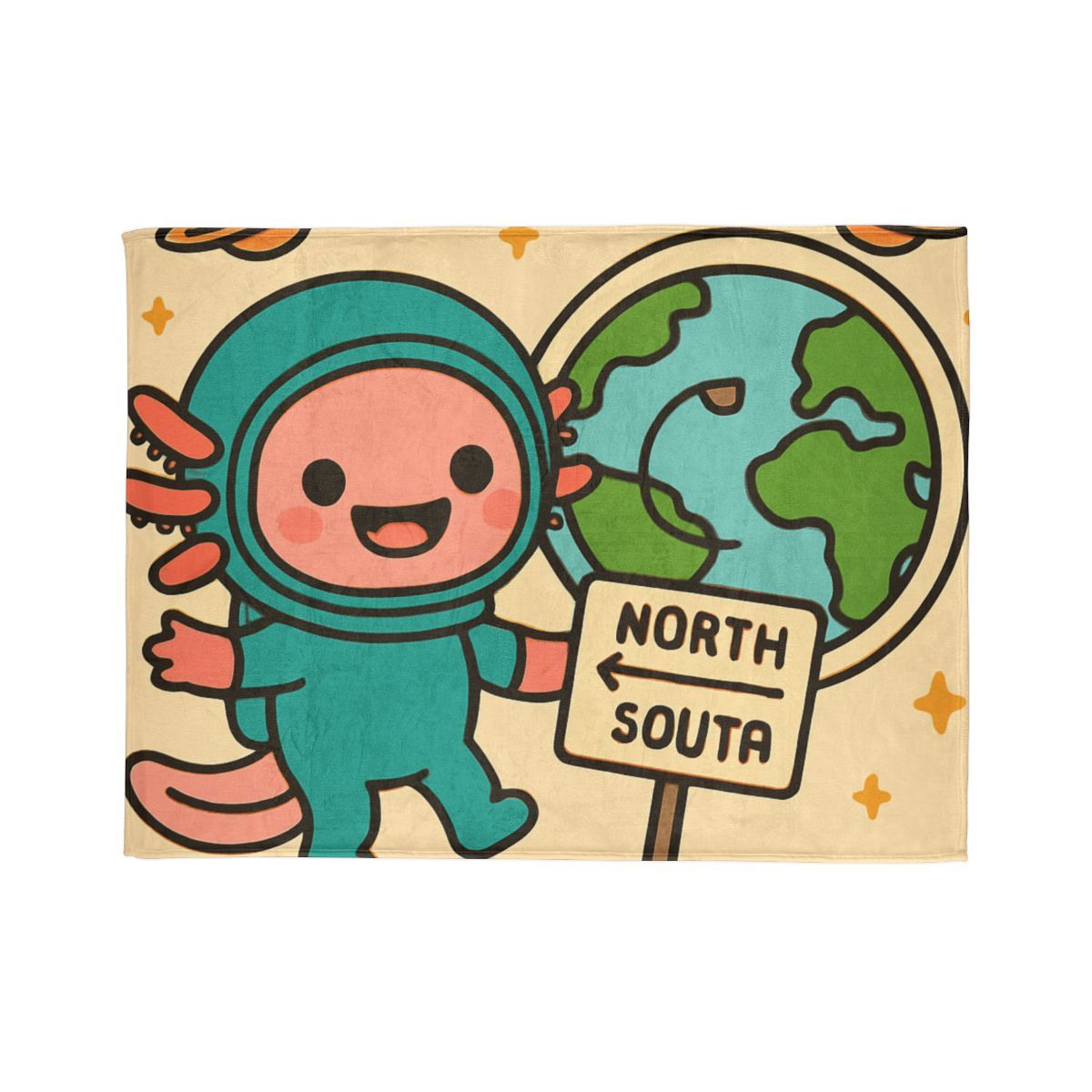 Luna The Axolotl Astronaut And The Bubble Planet Map stylish throw blankets