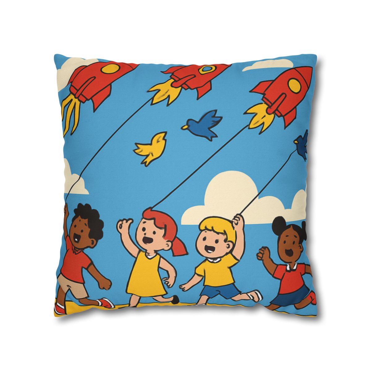 Rocket Kite Race designer print pillow cases