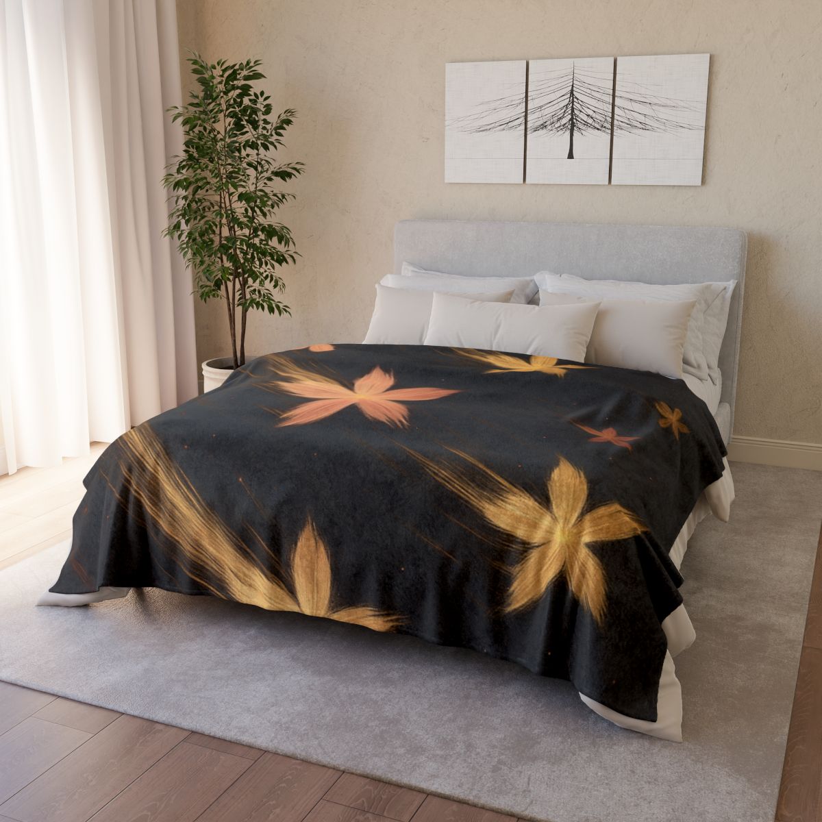 Meteor Blossom Drift designer printed blankets