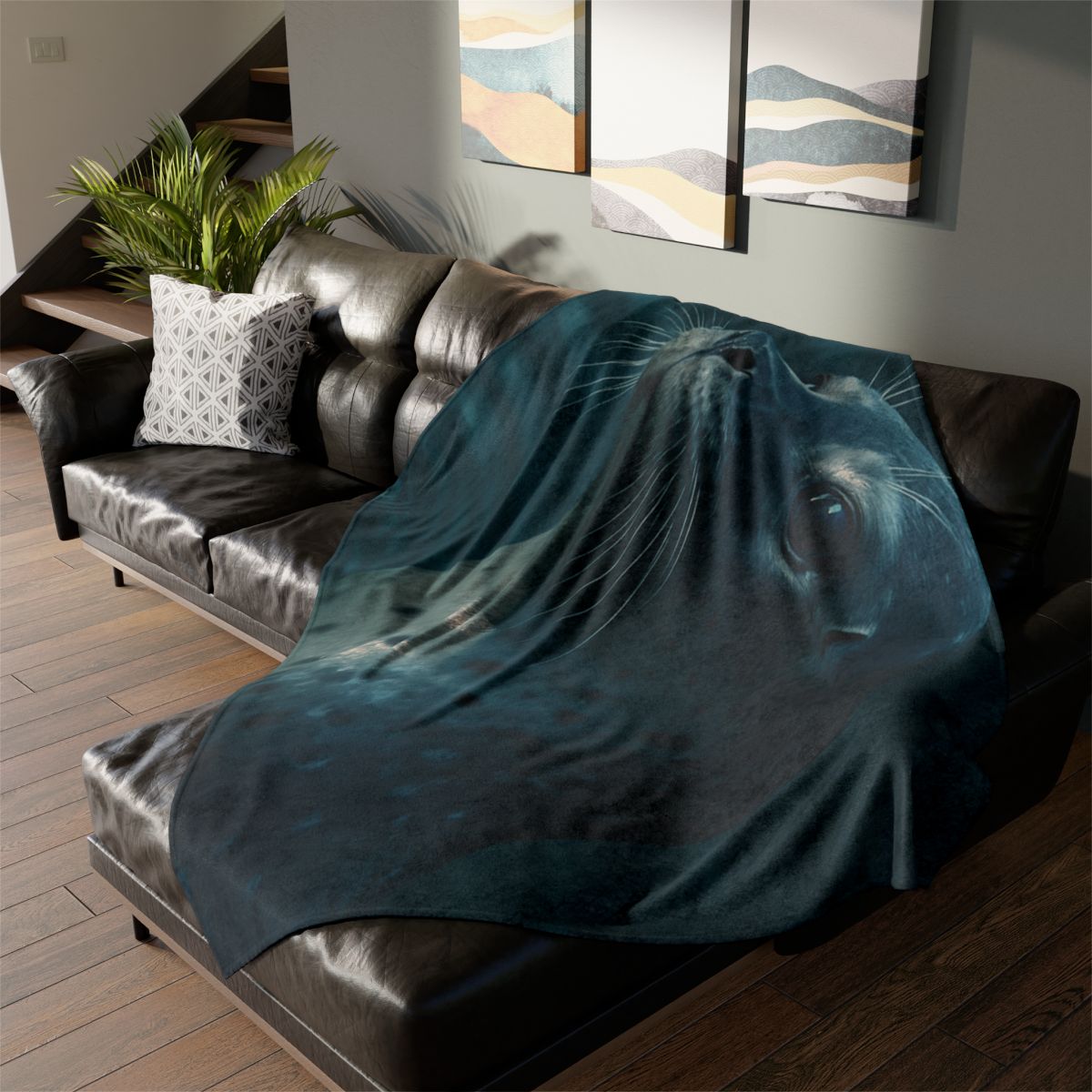 Moonlit Voyager Harbor Seal decorative home blankets