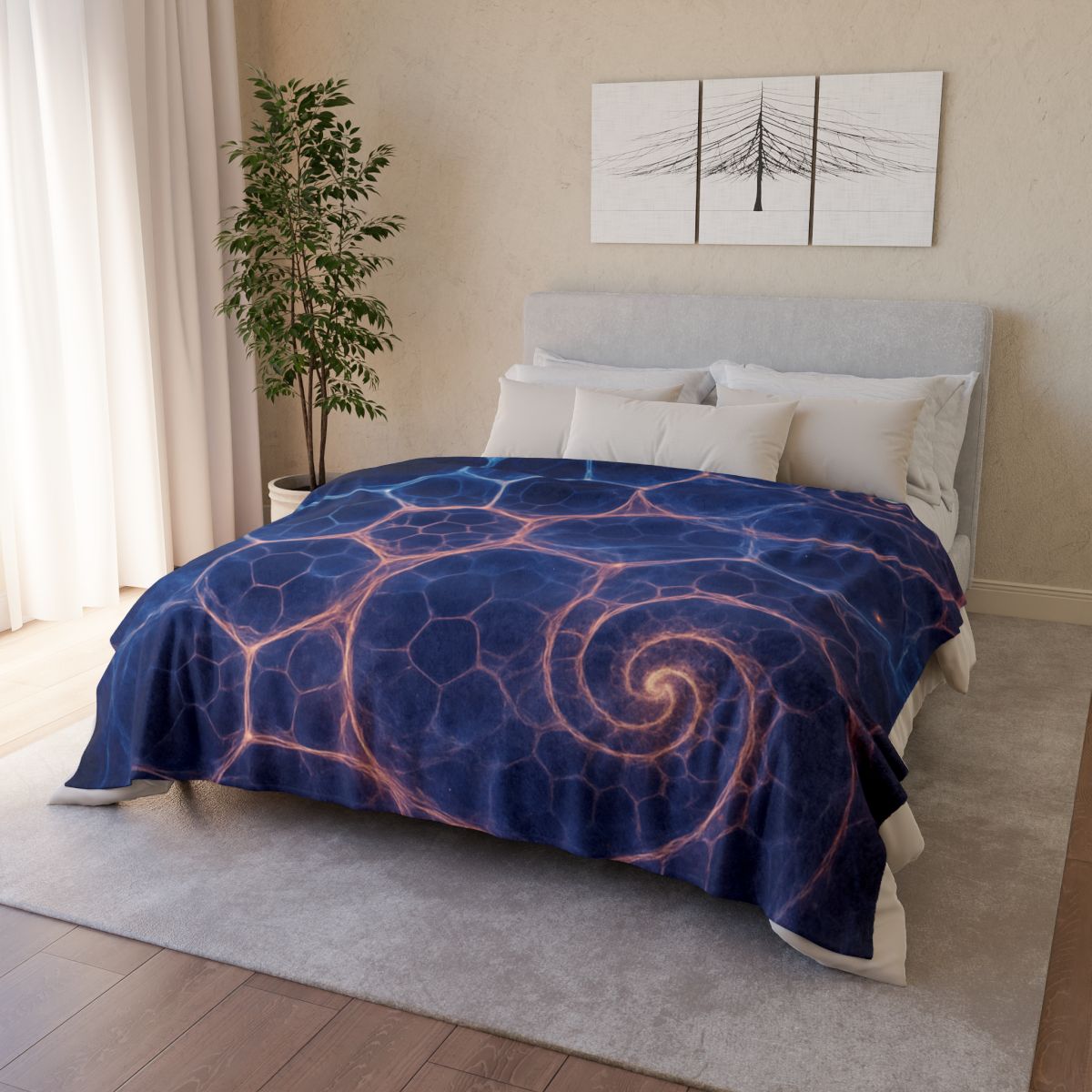 Fractal Nebula Lattice soft fleece blankets