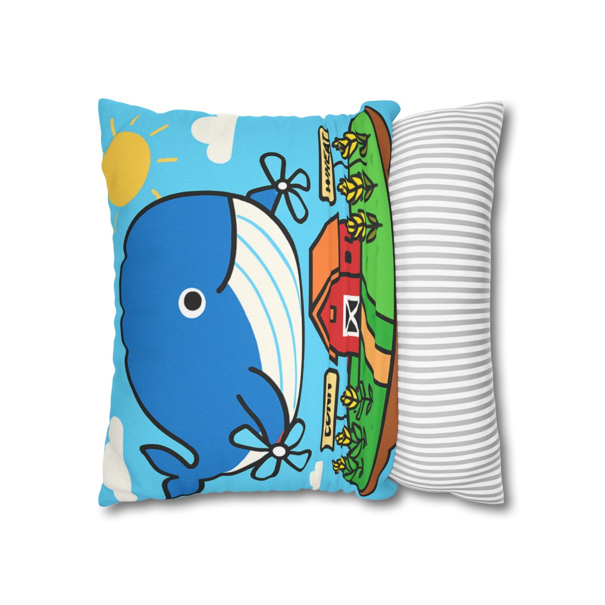 Windmill Whale Above The Floating Farm trendy patterned pillow cases