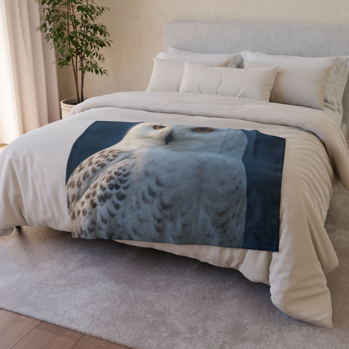 Midnight Watch Snowy Owl trendy patterned blankets