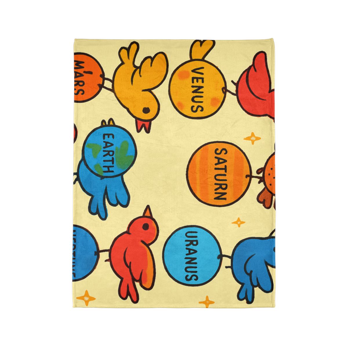 Solar System Circus Of Birds personalized cozy blankets