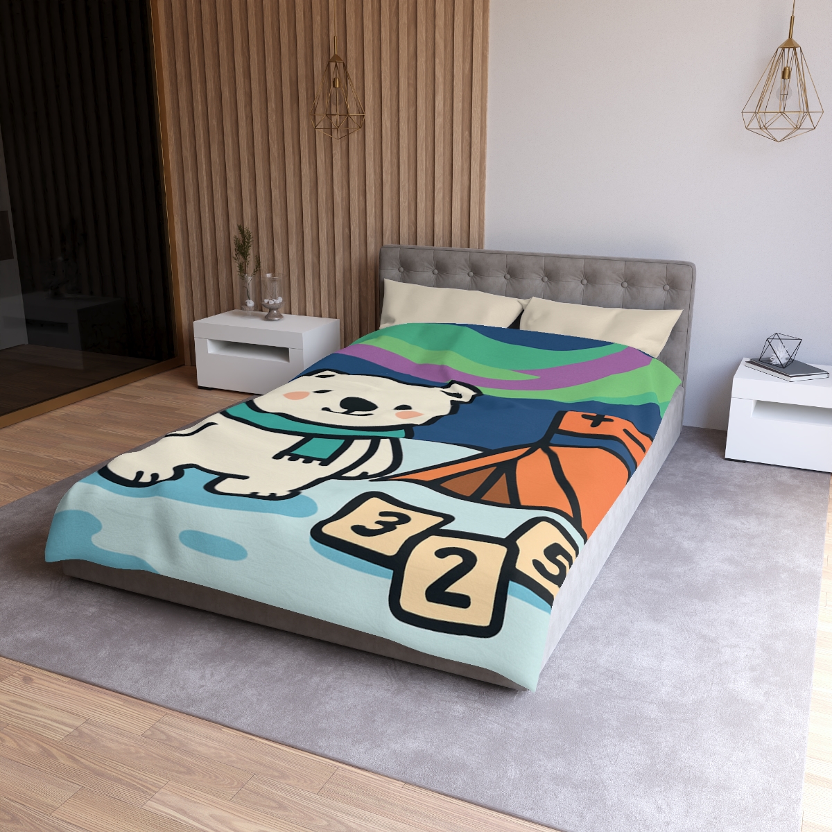 Polar Bear Aurora Math Camp stylish duvet covers