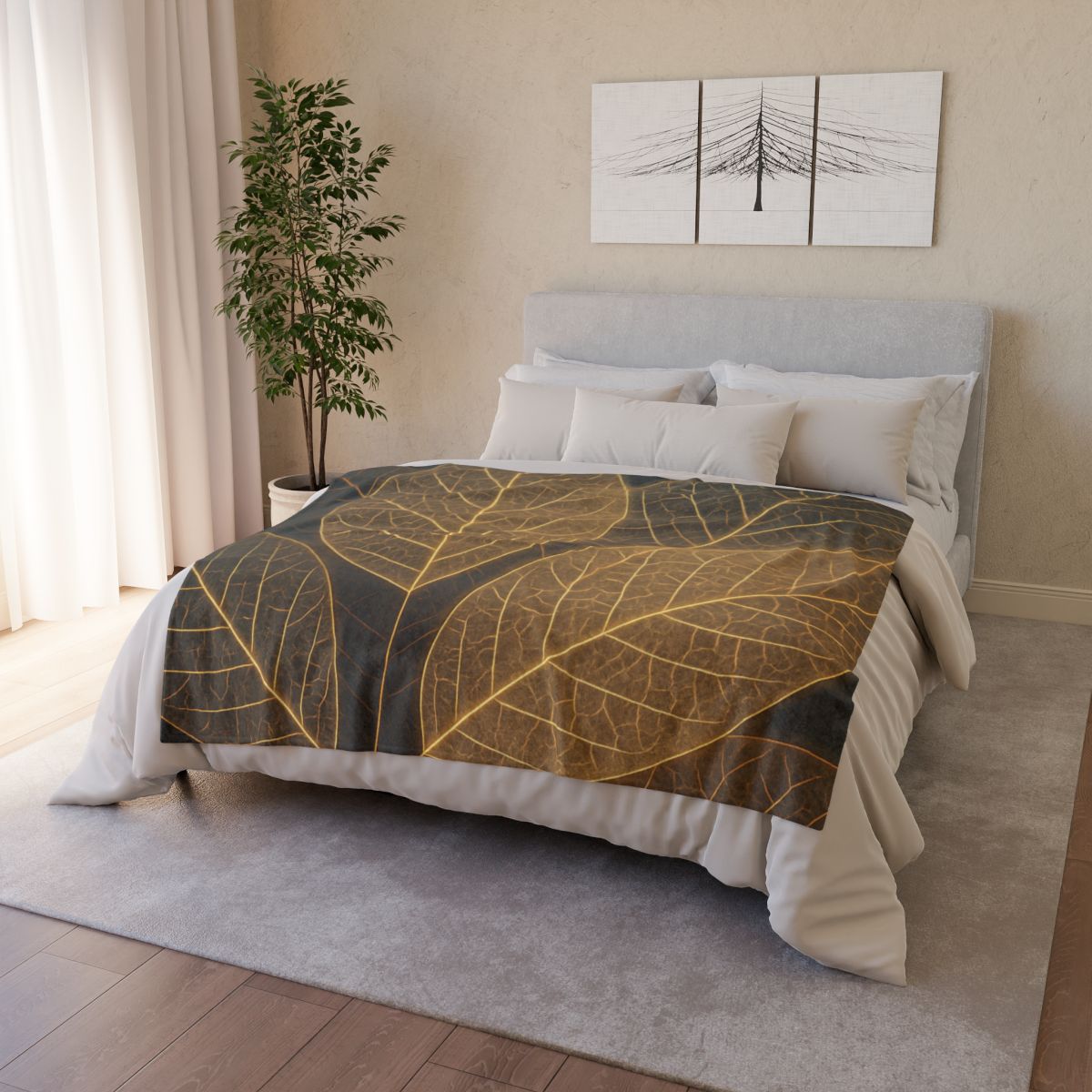 Solar Leaf Lattice soft fleece blankets