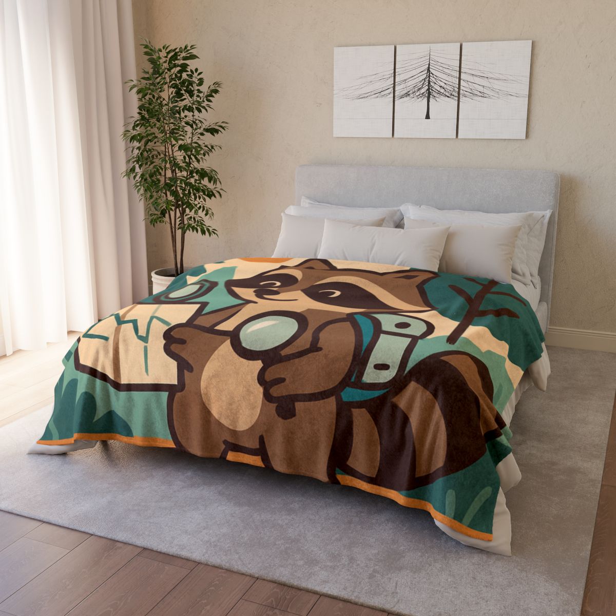 Robot Ranger Raccoon personalized cozy blankets