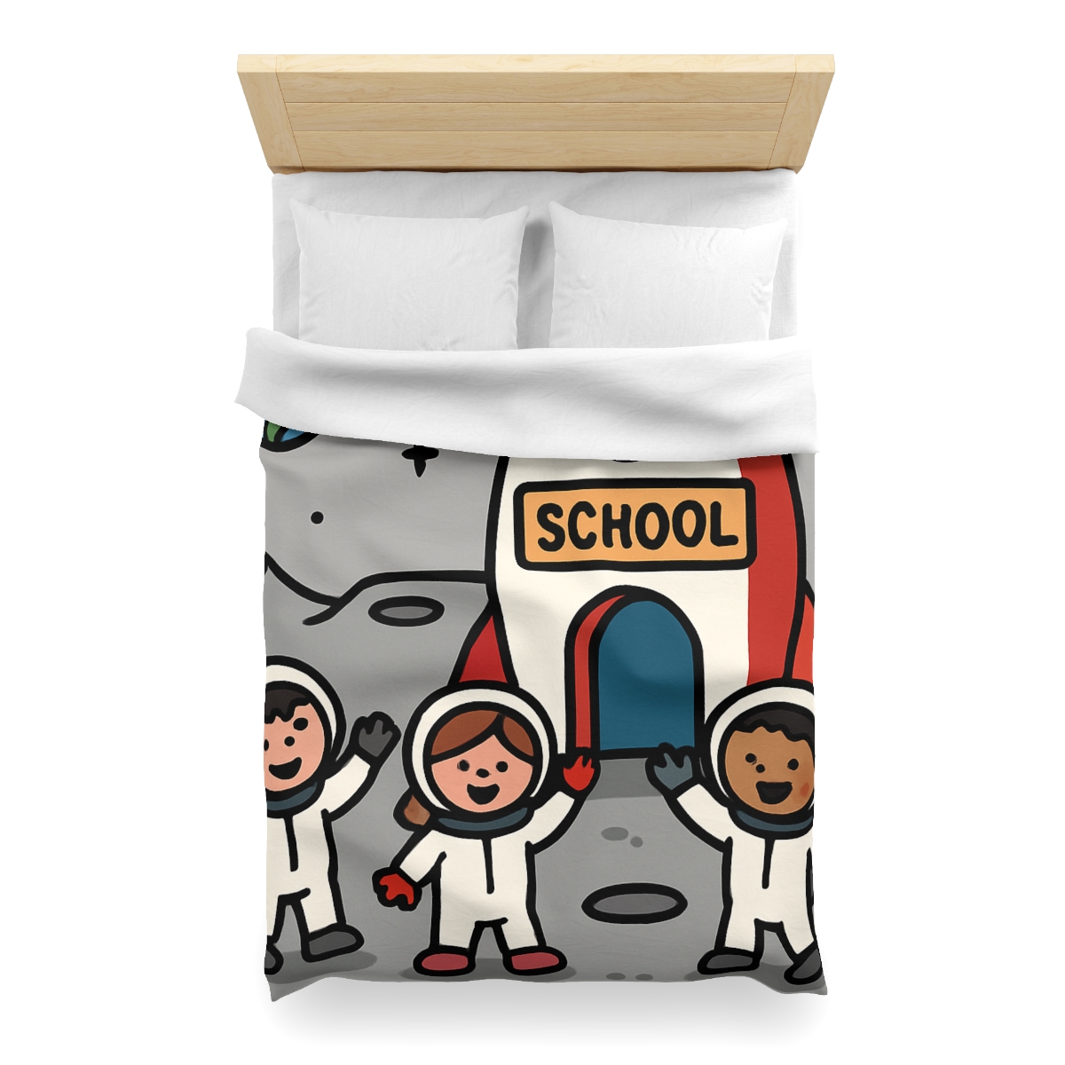 Rocket School On The Moon stylish duvet covers