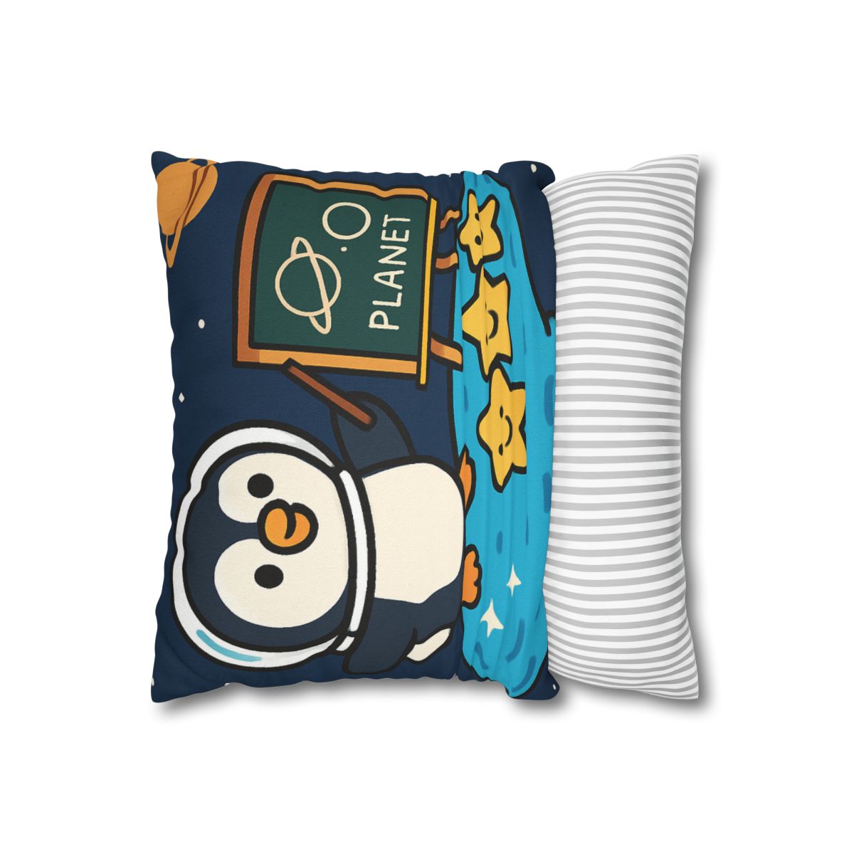Comet Classroom With Captain Penguin personalized pillow covers
